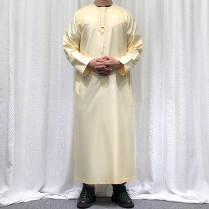 Premium Embroidery Men Thobe with Tassel Saudi Style Arabic Robe Islamic Clothing for Men Traditional Omani Kandura Jalabiya