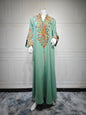 Ramadan EID Embroidered Luxurious Women's Evening Dress Middle East Islamic Clothing V-Neck Fashion Elegant Abayas With Belt