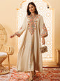 Ramadan EID Embroidered Luxurious Women's Evening Dress Middle East Islamic Clothing V-Neck Fashion Elegant Abayas With Belt