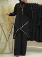 Muslim Two-Piece Set for Women, Long Sleeved Shirt, O-Neck Shirt, Wide Leg Pants, Casual, Luxury, Spring and Autumn