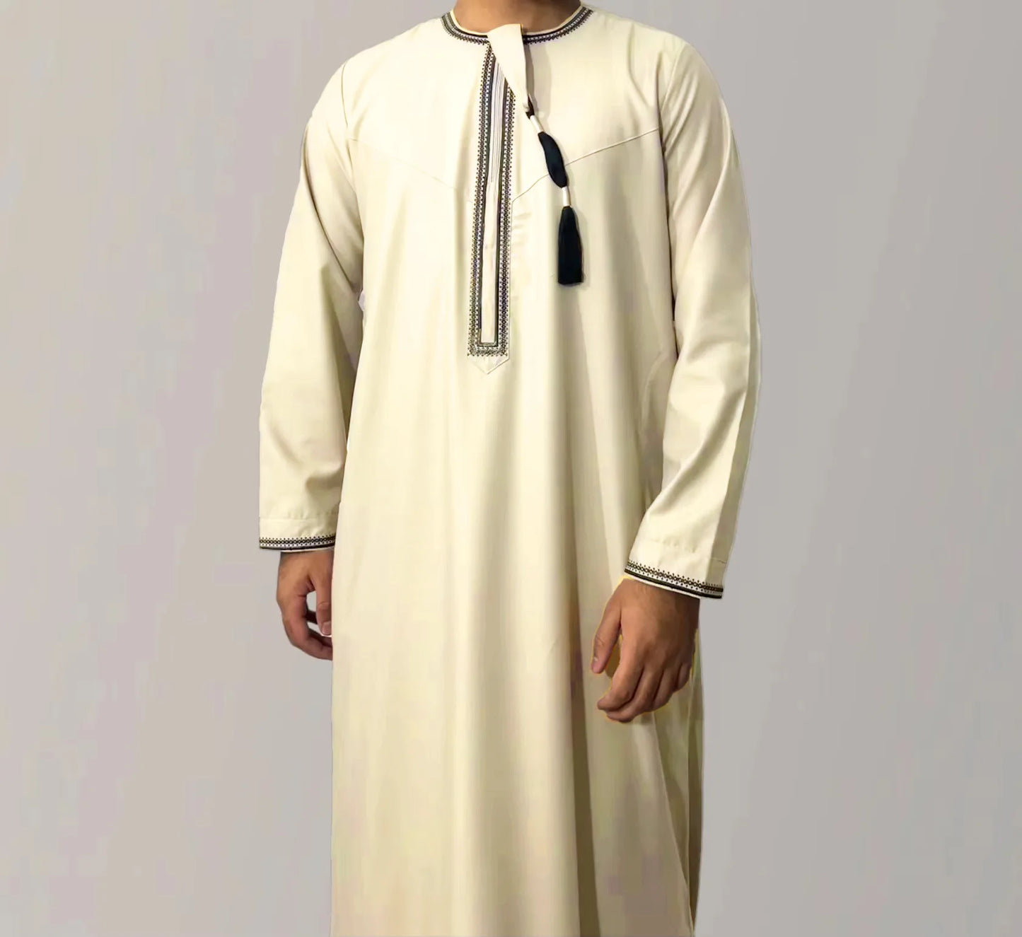 2026 Muslim Fashion Abaya for Men Long Sleeve O-neck Pullover Dress Robe Men Jubba Thobe Pakistan Kaftan Arabic Islamic Clothing