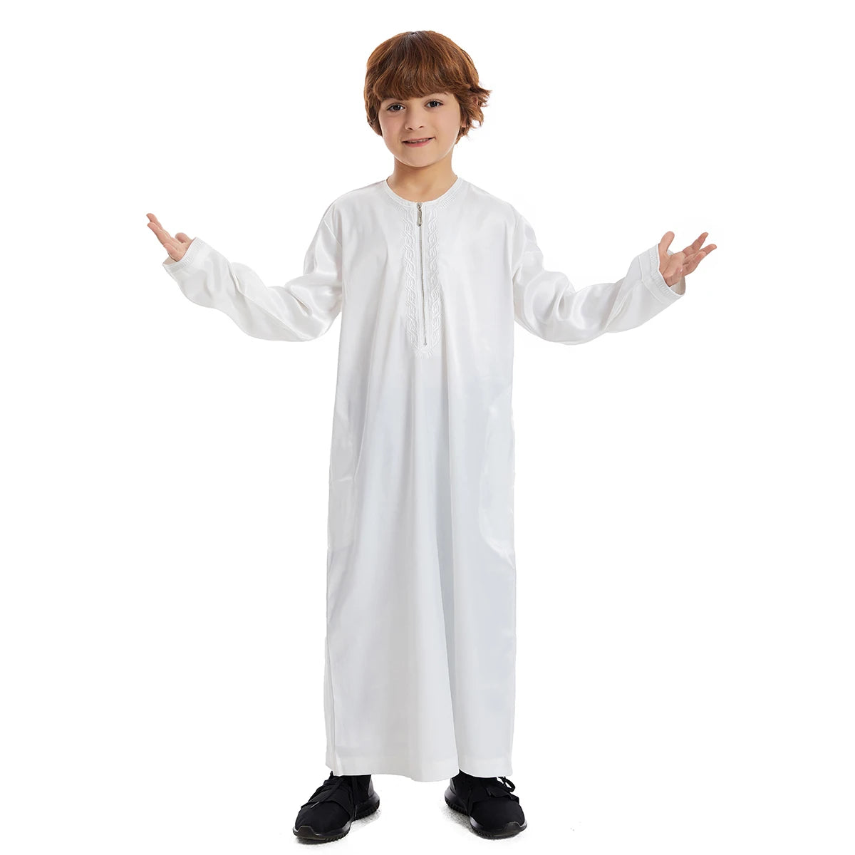 Muslim Children Abaya Ramadan Jubba Prayer Thobe Boys Long Dress Kids Caftan Islamic Robe O-Neck Gown for Kaftan Dubai Arab Robe