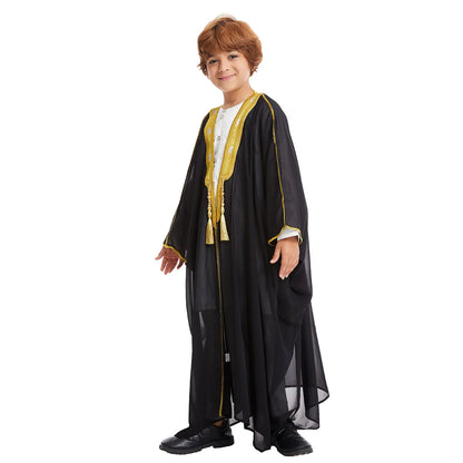Kids Middle East Arab Robe with Tassel Boys Dubai Style Outfit Southeast Asian Long Shirt Islamic Traditional Ethnic Costume