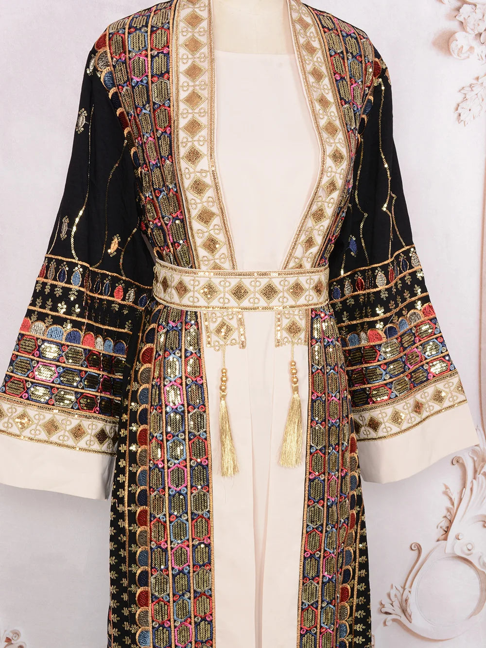 Muslim Two Piece Sets Women Clothing Prom Dresses Fashion Colorful Embroidery Abaya Turkish Kaftan Robe Women Prayer Dress Sets