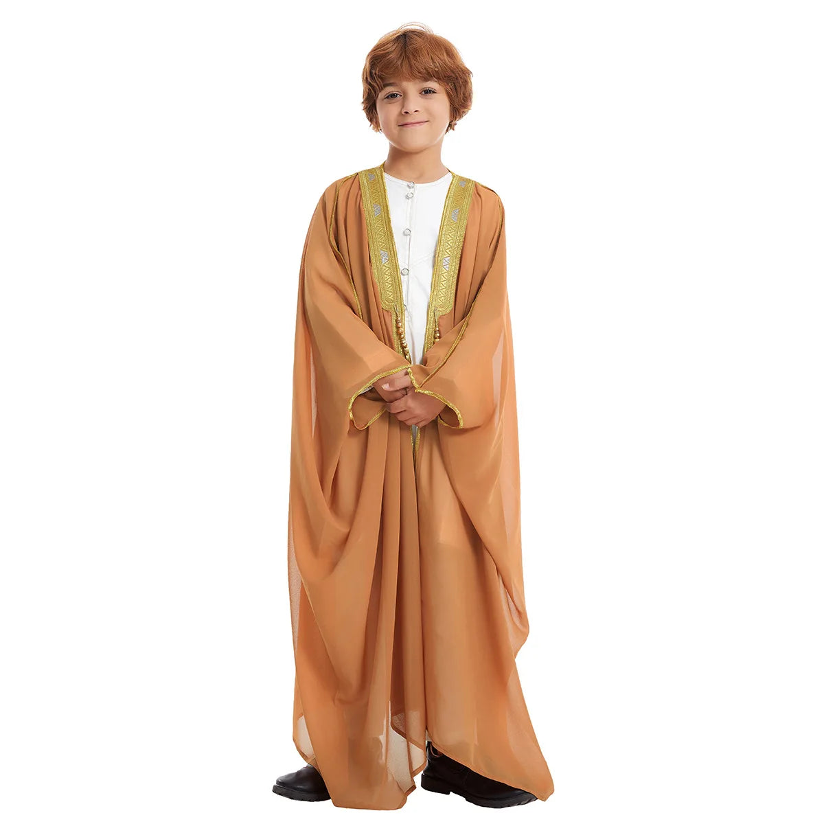 Kids Middle East Arab Robe with Tassel Boys Dubai Style Outfit Southeast Asian Long Shirt Islamic Traditional Ethnic Costume