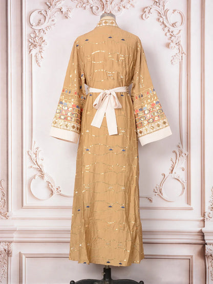 Muslim Two Piece Sets Women Clothing Prom Dresses Fashion Colorful Embroidery Abaya Turkish Kaftan Robe Women Prayer Dress Sets