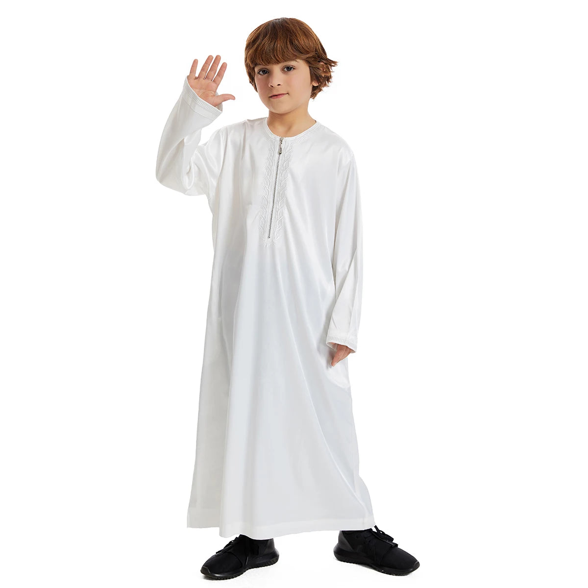 Muslim Children Abaya Ramadan Jubba Prayer Thobe Boys Long Dress Kids Caftan Islamic Robe O-Neck Gown for Kaftan Dubai Arab Robe