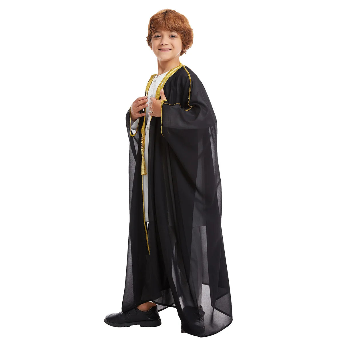 Kids Middle East Arab Robe with Tassel Boys Dubai Style Outfit Southeast Asian Long Shirt Islamic Traditional Ethnic Costume