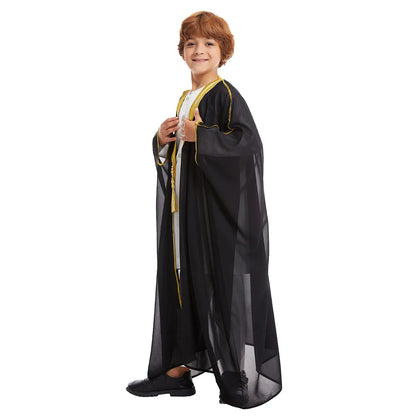 Kids Middle East Arab Robe with Tassel Boys Dubai Style Outfit Southeast Asian Long Shirt Islamic Traditional Ethnic Costume