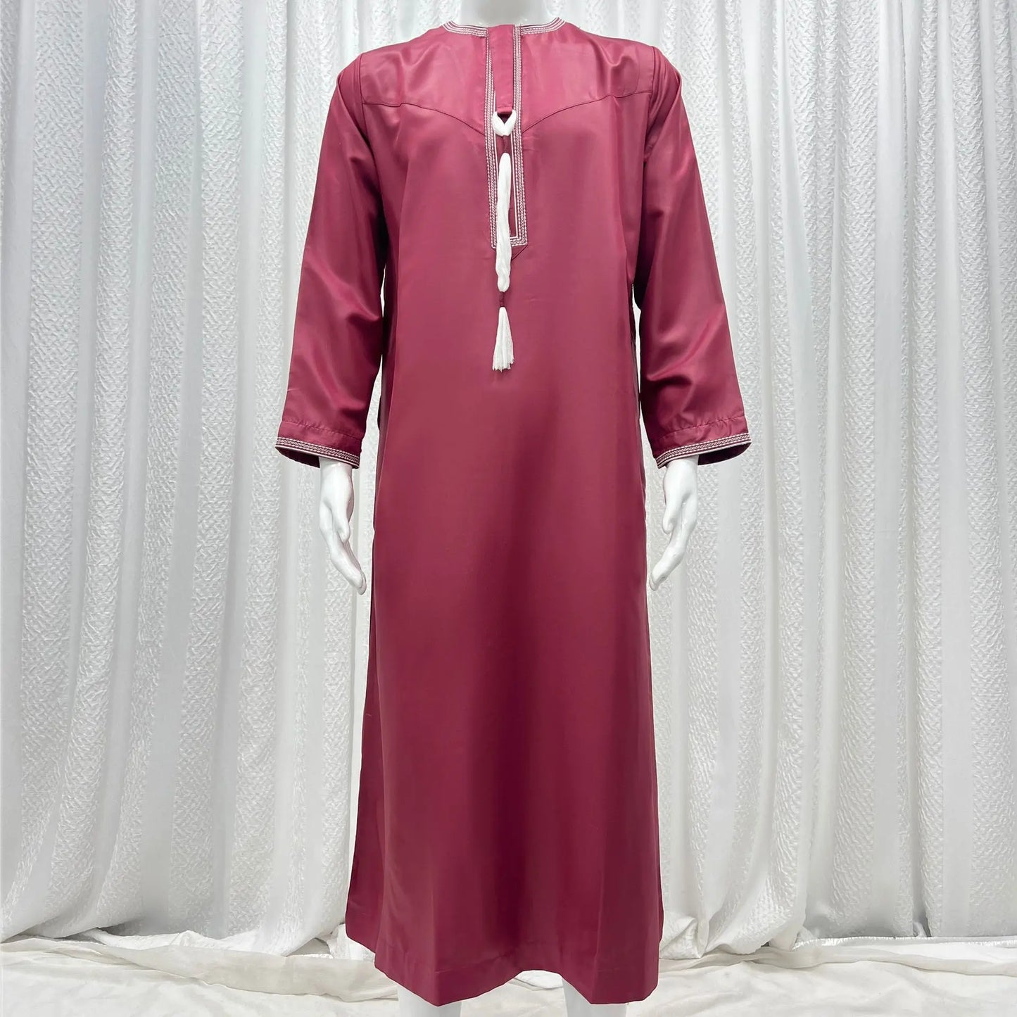 Muslim Men Long Sleeve Pullover Dress Abaya Daffah Jubba Thobe Pakistan Saudi Arab Kaftan Islam Clothing Prayer Robe Afghan