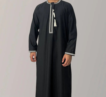 2026 Muslim Fashion Abaya for Men Long Sleeve O-neck Pullover Dress Robe Men Jubba Thobe Pakistan Kaftan Arabic Islamic Clothing