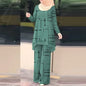 Muslim Women 2 Piece Set Blouse Wide Leg Pants Suit Print Top Trousers Ensemble Ramadan Morocco Dubai Islam Eid Outfits 2026