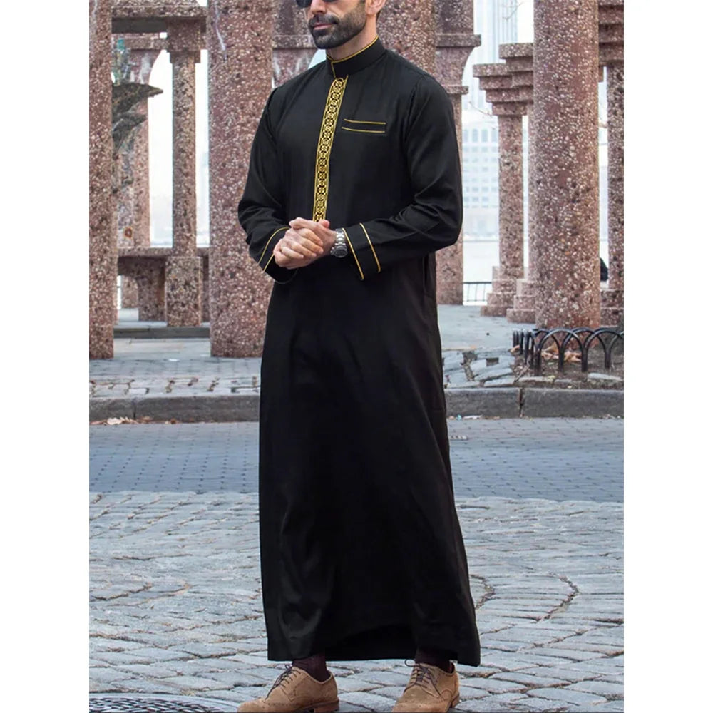 Middle Eastern Arab ethnic robe, Muslim traditional men's robe, casual festival worship, Islamic men's clothing