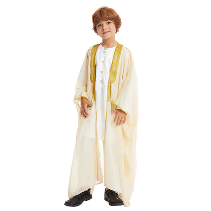 Kids Middle East Arab Robe with Tassel Boys Dubai Style Outfit Southeast Asian Long Shirt Islamic Traditional Ethnic Costume