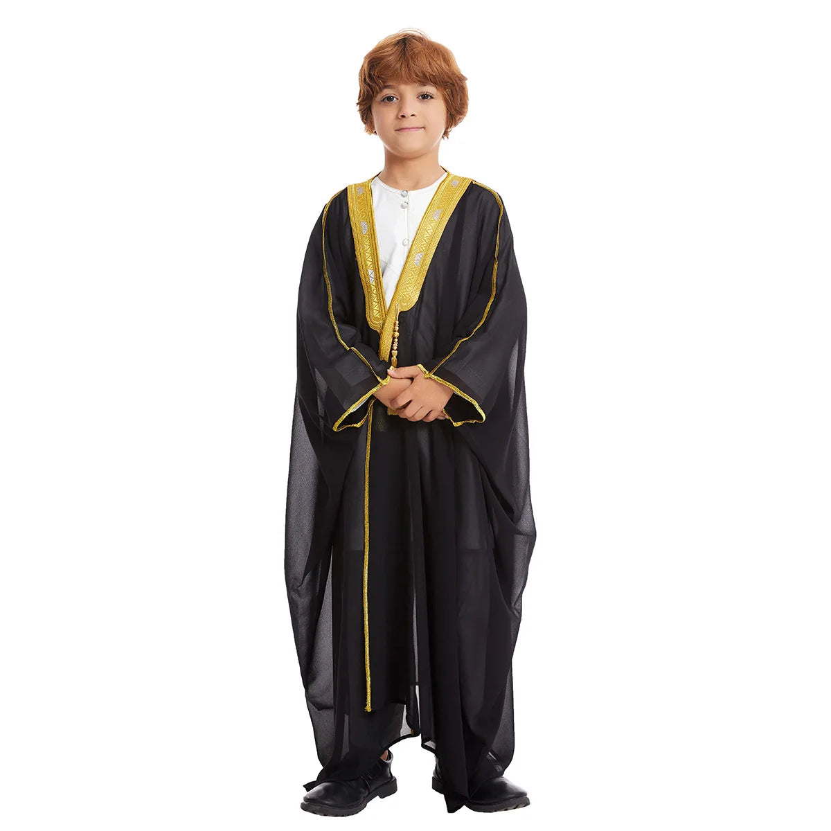 Kids Middle East Arab Robe with Tassel Boys Dubai Style Outfit Southeast Asian Long Shirt Islamic Traditional Ethnic Costume