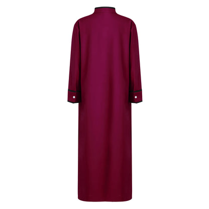 Kids Boys Muslim Thobe Arabic Middle East Loose Kaftan Long Sleeve Stand Collar Pocket Maxi Robe Casual Muslim Child Clothes