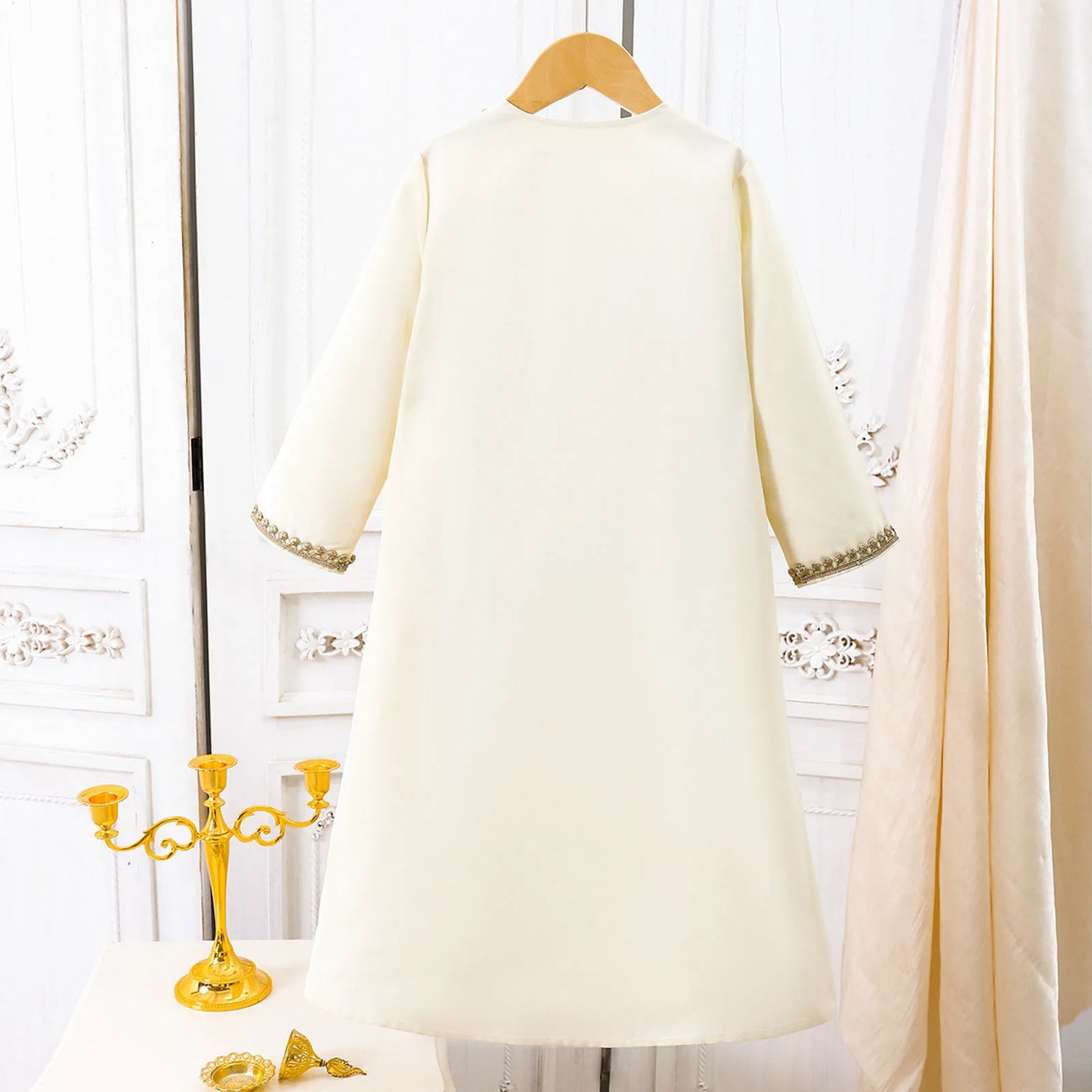 Muslim Boys Robe Kids Arabic Islamic Abaya Kaftan Prayer Clothing Long Sleeve Embroidered Zipper Gown Top Ramadan Eid Thobe