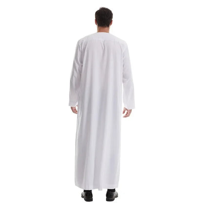 Muslim Men's Pakistani Islamic Style Dress Saudi Arabian Style Long Sleeved Button Up Robe Suitable for Prayer and Daily Wear