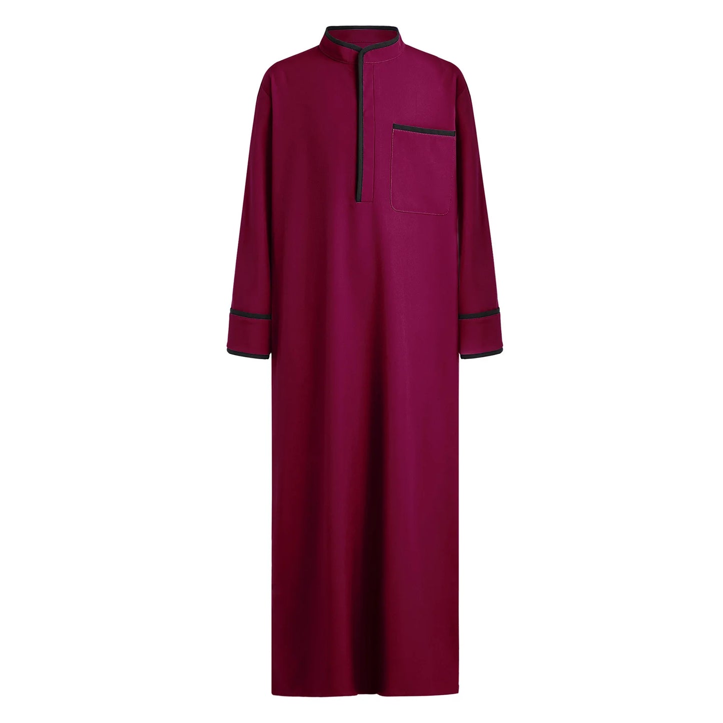 Kids Boys Muslim Thobe Arabic Middle East Loose Kaftan Long Sleeve Stand Collar Pocket Maxi Robe Casual Muslim Child Clothes