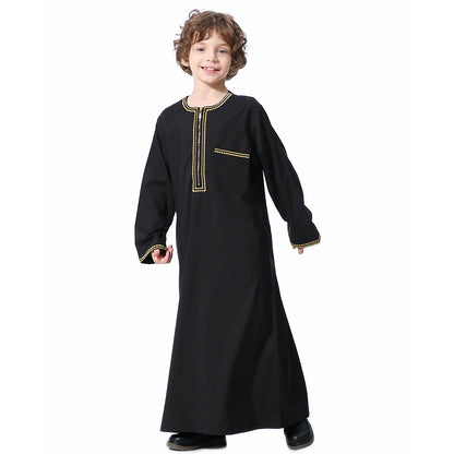 Child Dubai 2024 Luxury Kids Boys Men's Muslim Clothing Caftan Robes Islamic Ramadan Clothes Arab Man Abaya Pakistan Turkish