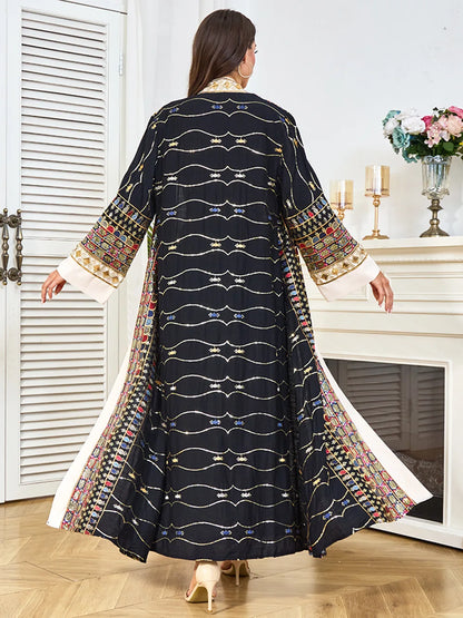 Muslim Two Piece Sets Women Clothing Prom Dresses Fashion Colorful Embroidery Abaya Turkish Kaftan Robe Women Prayer Dress Sets