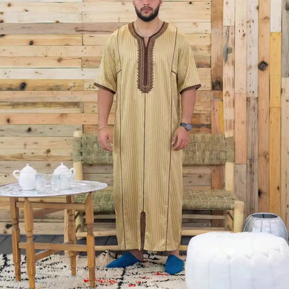 Muslim Men's Formal Thobes Long-sleeved Solid Color Loose Traditional Islamic Men's Clothing Kaftan Festival Arabic Ethnic Robe
