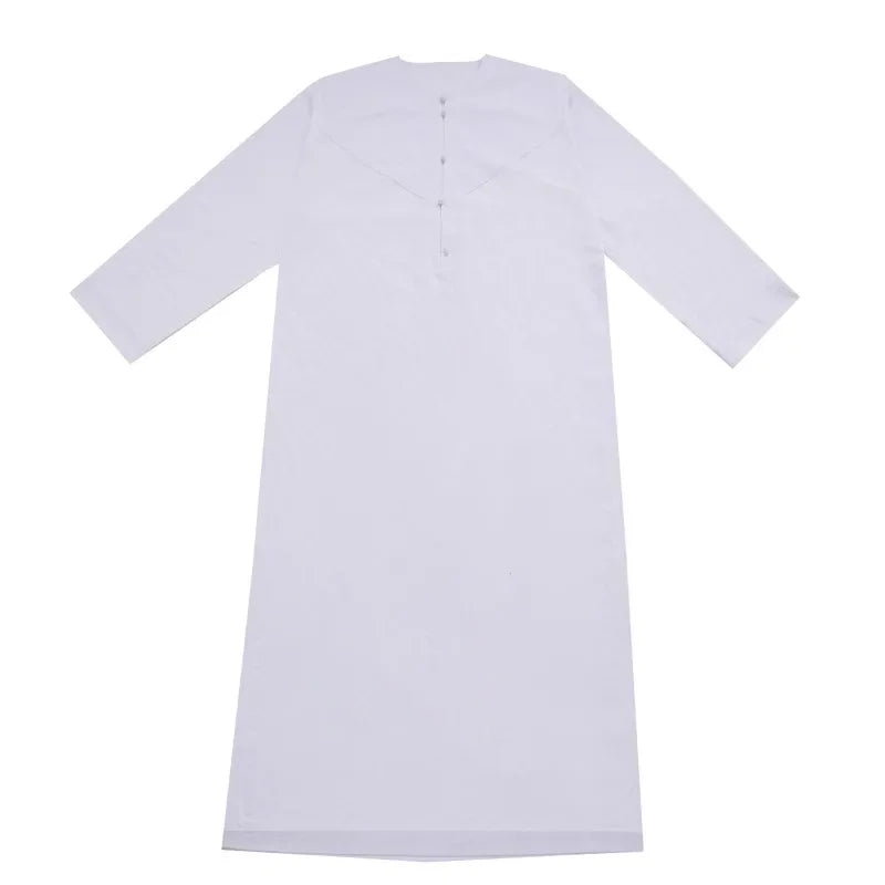 Muslim Men's Pakistani Islamic Style Dress Saudi Arabian Style Long Sleeved Button Up Robe Suitable for Prayer and Daily Wear