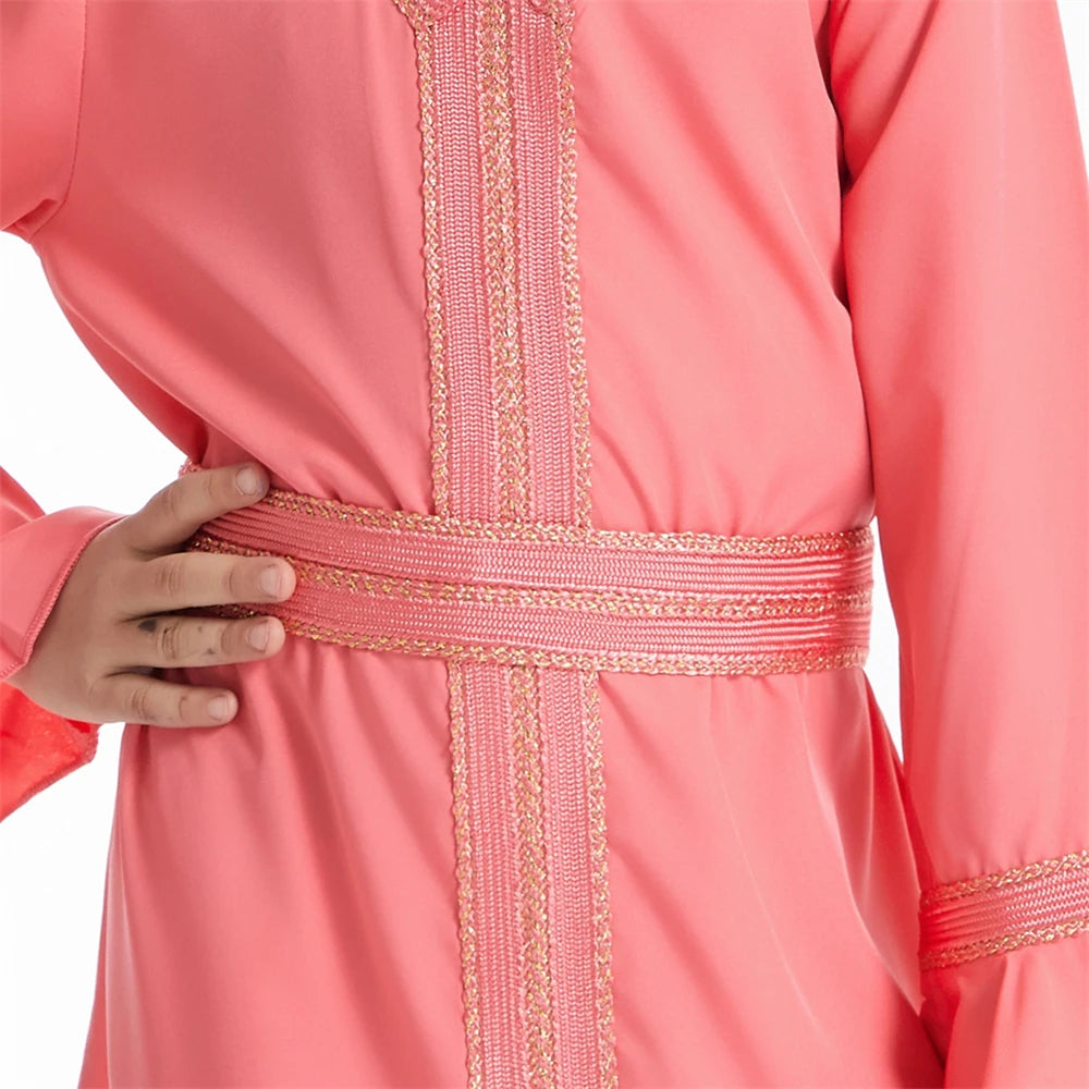 Muslim Kids Girls Maxi Dress Ramadan Eid Djellaba Dubai Abaya Turkey Kaftan Islamic Clothing Arabic Robe Children Prayer Gown