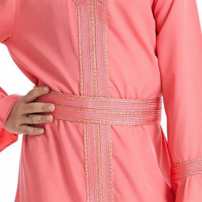 Muslim Kids Girls Maxi Dress Ramadan Eid Djellaba Dubai Abaya Turkey Kaftan Islamic Clothing Arabic Robe Children Prayer Gown
