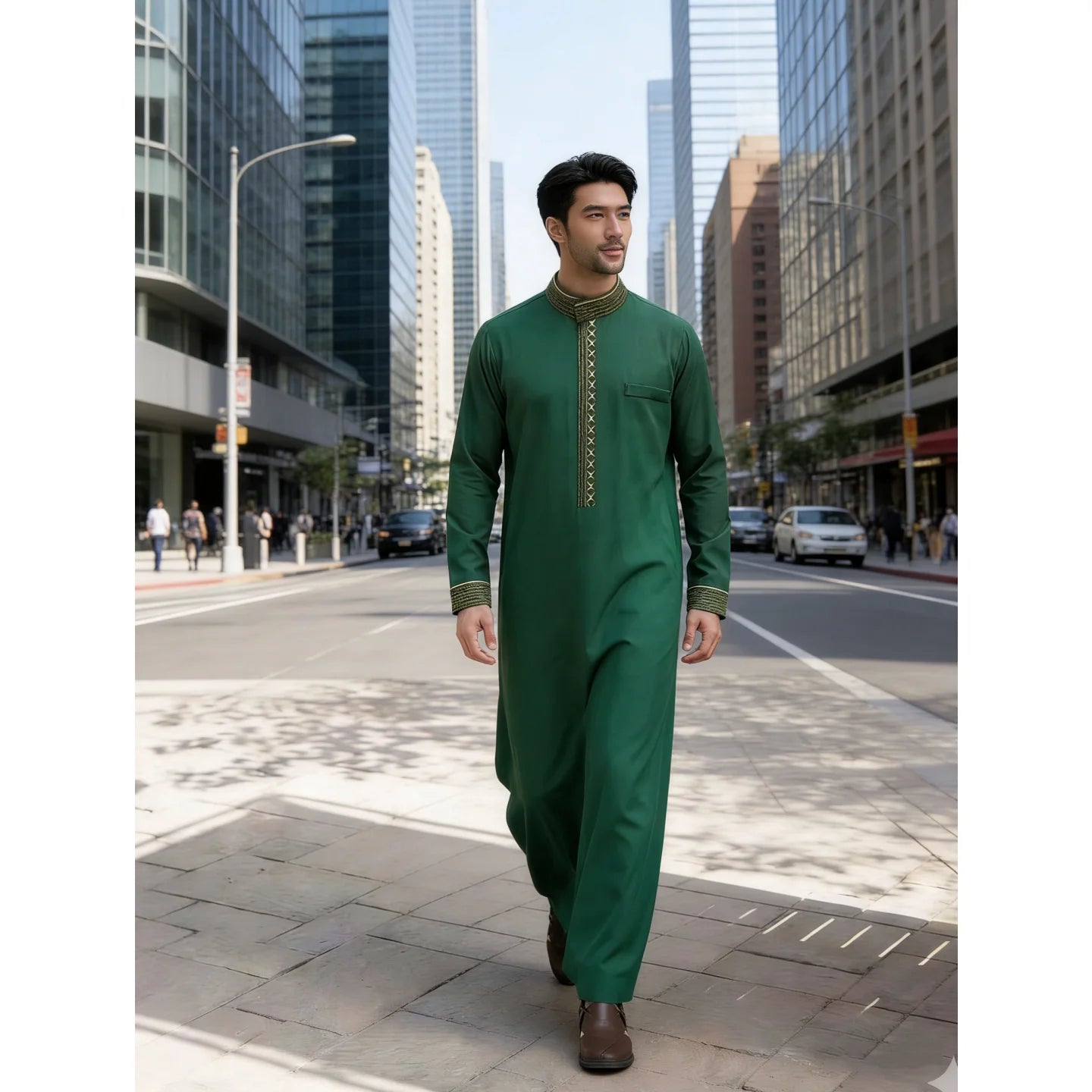 Middle Eastern Arab ethnic robe, Muslim traditional men's robe, casual festival worship, Islamic men's clothing