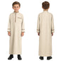 Kids Boys Muslim Thobe Arabic Middle East Loose Kaftan Long Sleeve Stand Collar Pocket Maxi Robe Casual Muslim Child Clothes
