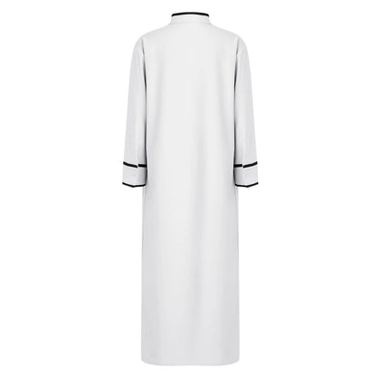 Kids Boys Muslim Thobe Arabic Middle East Loose Kaftan Long Sleeve Stand Collar Pocket Maxi Robe Casual Muslim Child Clothes