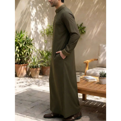 Middle Eastern Arab ethnic robe, Muslim traditional men's robe, casual festival worship, Islamic men's clothing