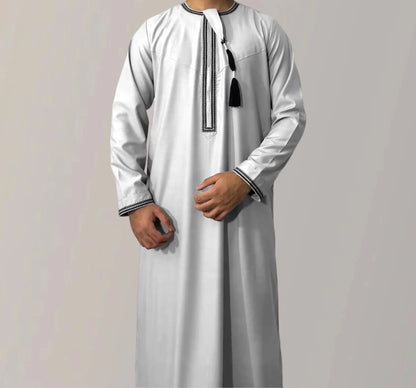 2026 Muslim Fashion Abaya for Men Long Sleeve O-neck Pullover Dress Robe Men Jubba Thobe Pakistan Kaftan Arabic Islamic Clothing