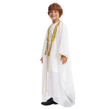 Kids Middle East Arab Robe with Tassel Boys Dubai Style Outfit Southeast Asian Long Shirt Islamic Traditional Ethnic Costume