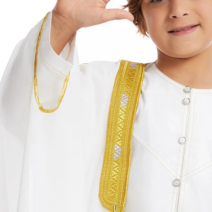 Kids Middle East Arab Robe with Tassel Boys Dubai Style Outfit Southeast Asian Long Shirt Islamic Traditional Ethnic Costume