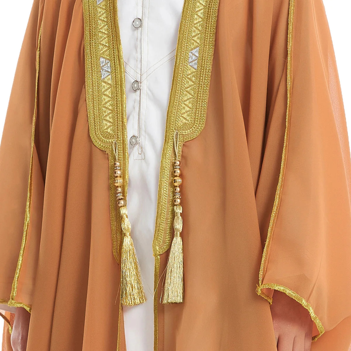 Kids Middle East Arab Robe with Tassel Boys Dubai Style Outfit Southeast Asian Long Shirt Islamic Traditional Ethnic Costume