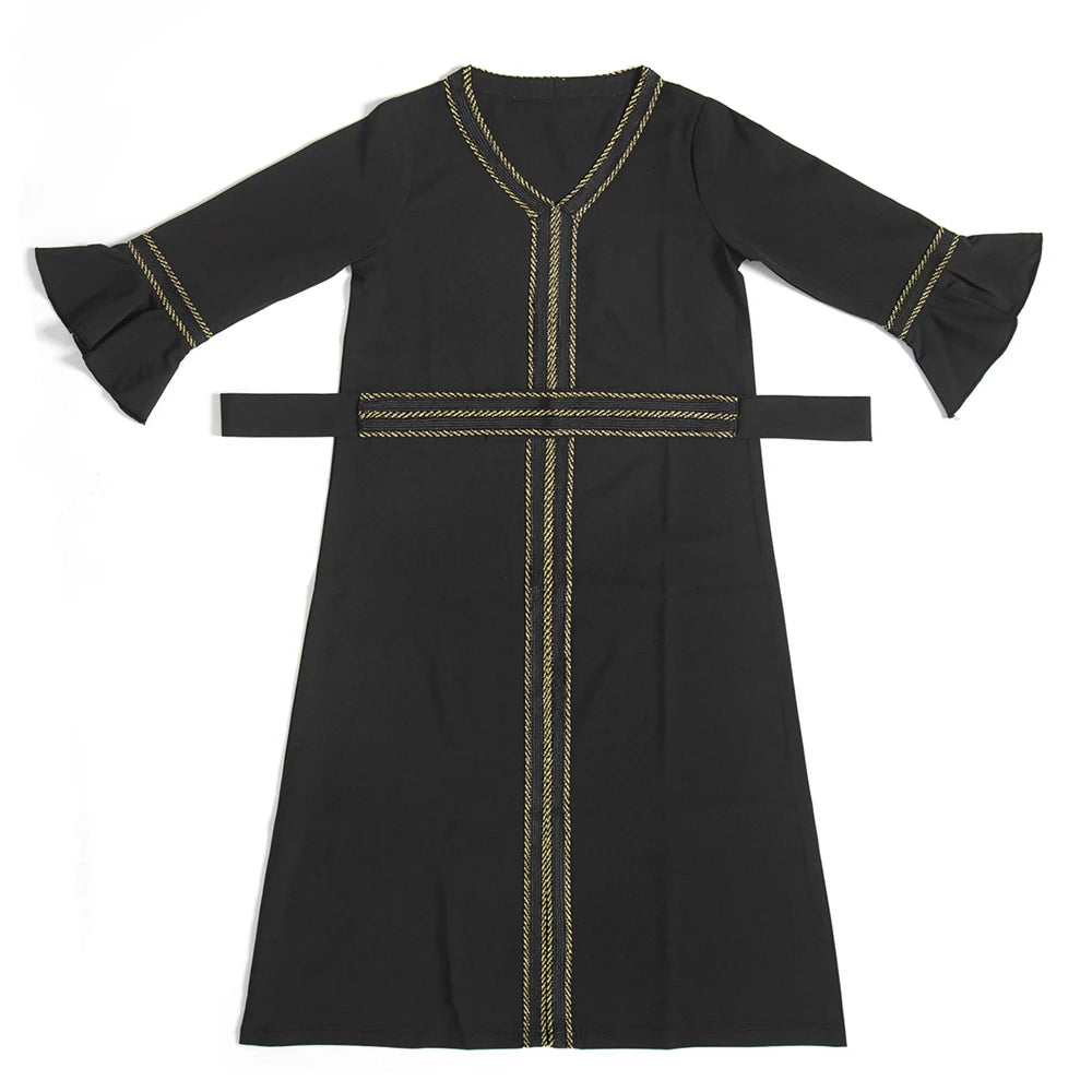 Muslim Kids Girls Maxi Dress Ramadan Eid Djellaba Dubai Abaya Turkey Kaftan Islamic Clothing Arabic Robe Children Prayer Gown