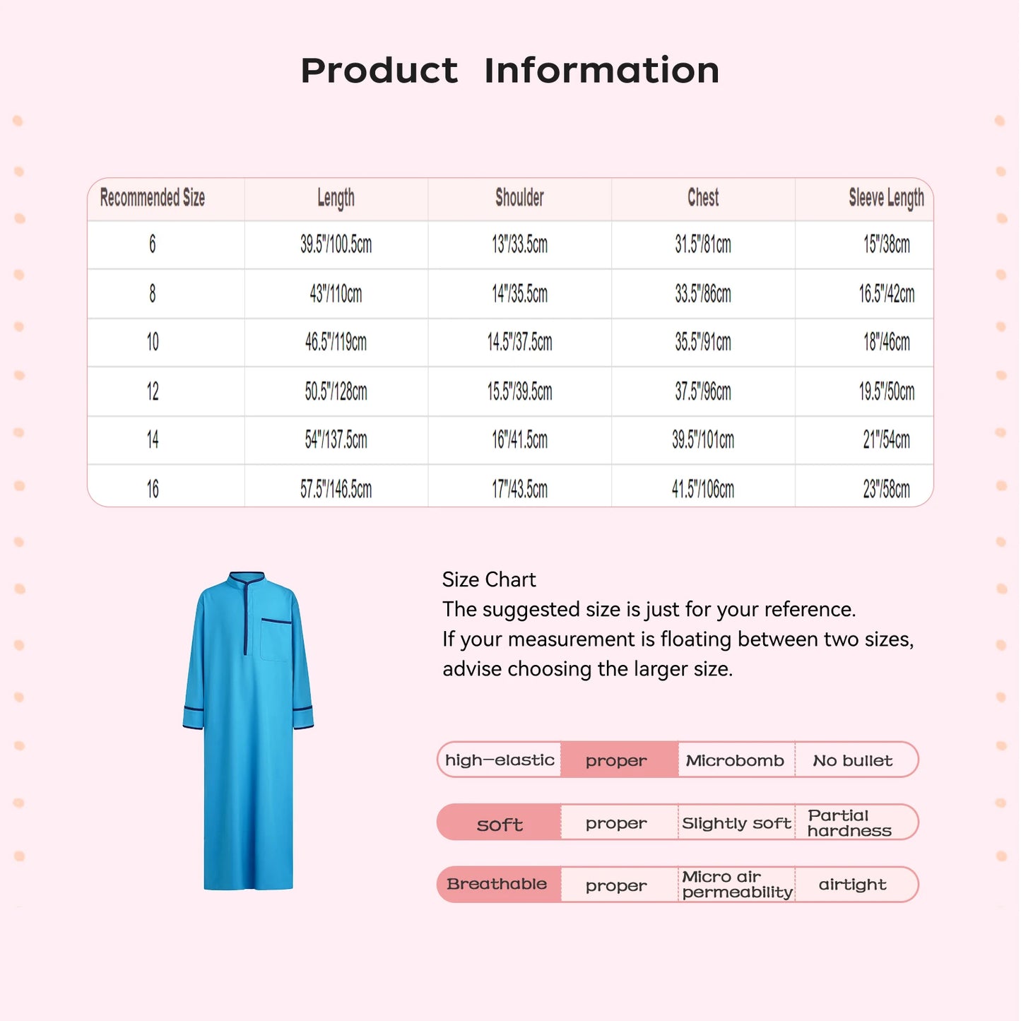 Kids Boys Muslim Thobe Arabic Middle East Loose Kaftan Long Sleeve Stand Collar Pocket Maxi Robe Casual Muslim Child Clothes