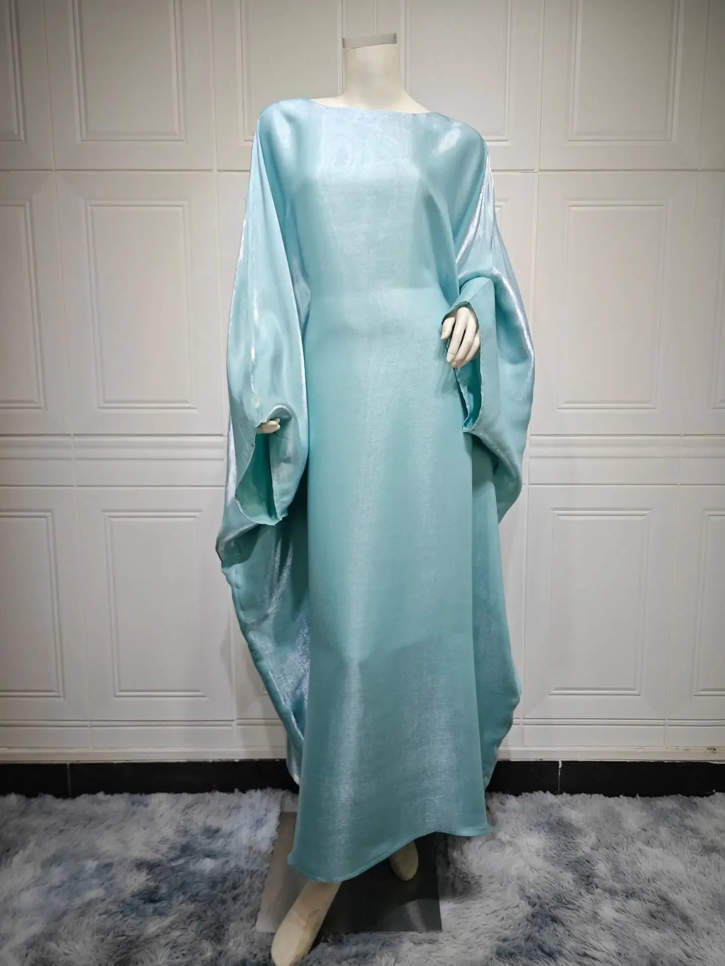 2024 Muslim Dress Women Summer Fashion Muslim Long Sleeve Satin Plus Size Long Abaya Kaftan Abaya Dubai Abaya Muslim Clothes