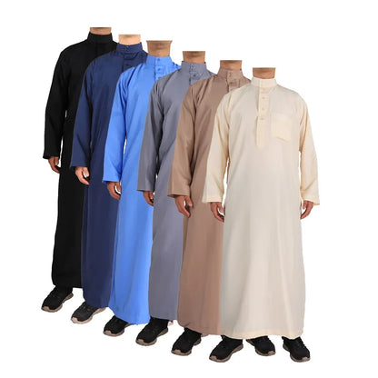 Islamic Clothing Men Solid Long Sleeve Loose Muslim Male Saudi Arabia Pakistan Kurta Muslim Costumes Muslim Dress Kaftan Thobe