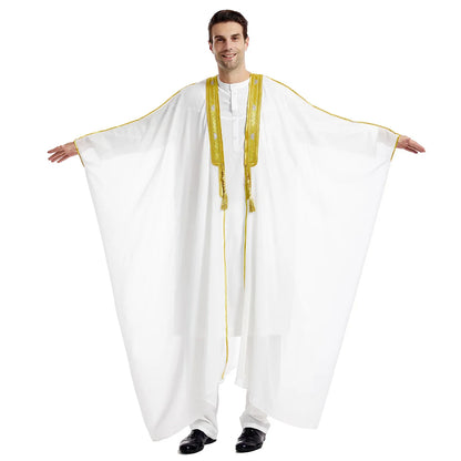 Islamic Clothing Men Robe Arabic Costumes Kaftan Muslim Man Moroccan Casual Long Dress Striped Middle East National Costume