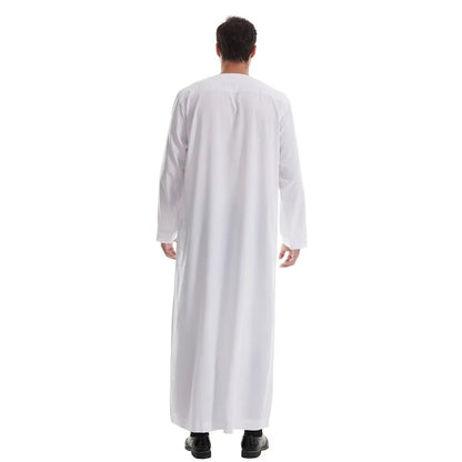 Muslim Men's Pakistani Islamic Style Dress Saudi Arabian Style Long Sleeved Button Up Robe Suitable for Prayer and Daily Wear