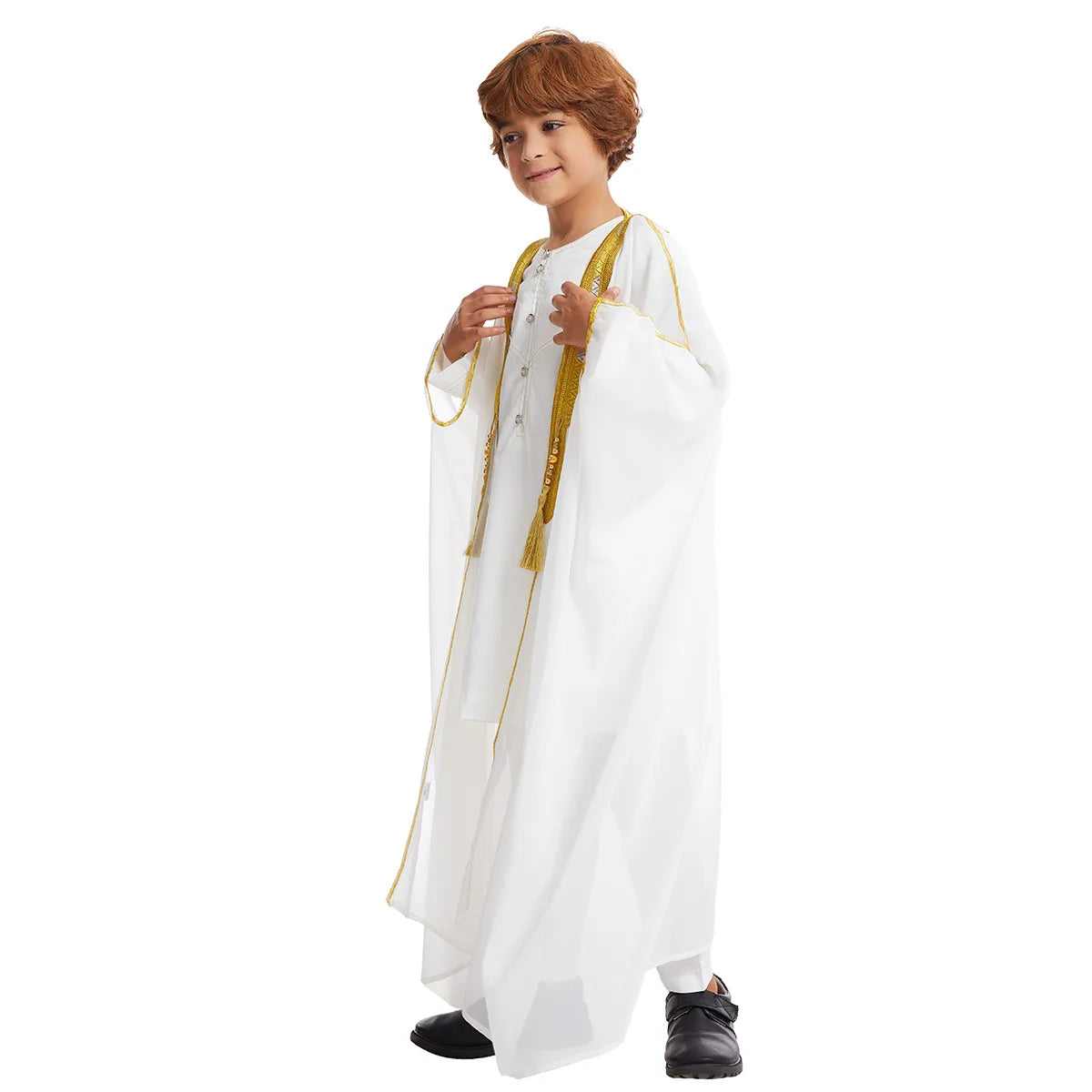 Kids Middle East Arab Robe with Tassel Boys Dubai Style Outfit Southeast Asian Long Shirt Islamic Traditional Ethnic Costume
