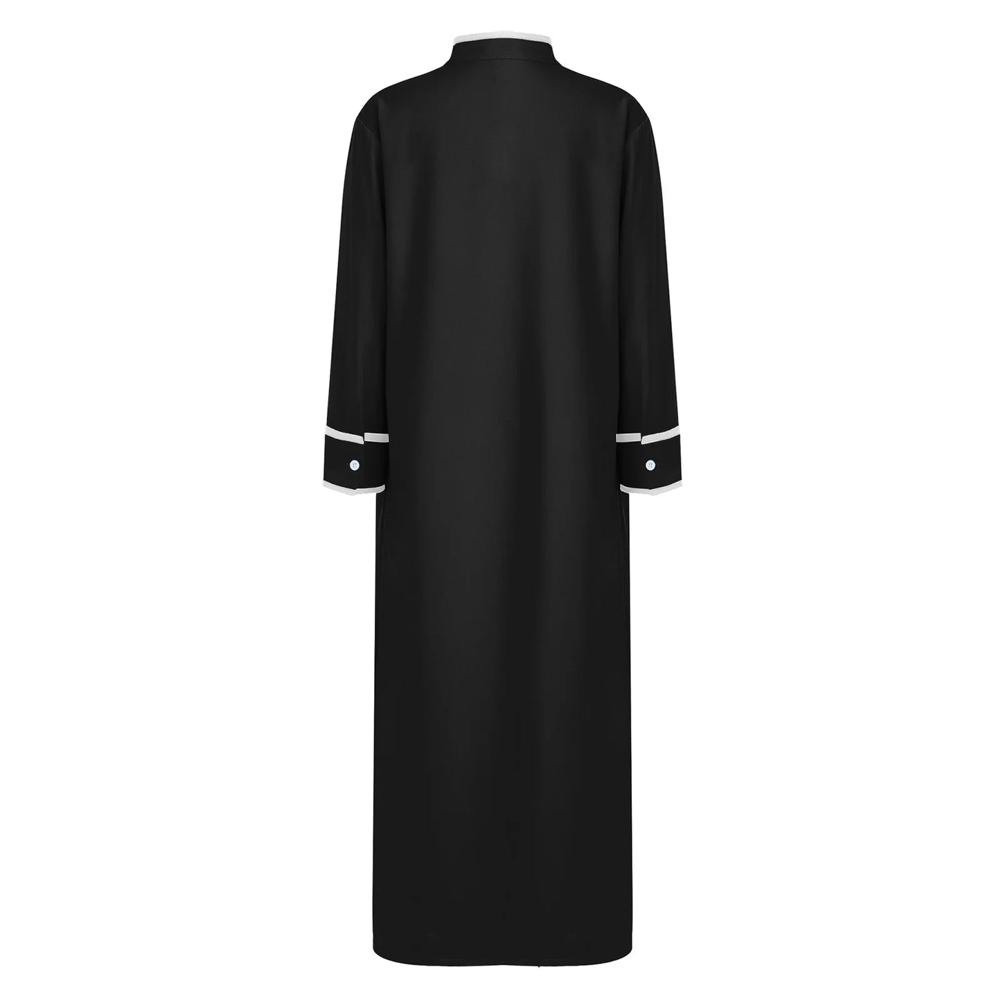 Kids Boys Muslim Thobe Arabic Middle East Loose Kaftan Long Sleeve Stand Collar Pocket Maxi Robe Casual Muslim Child Clothes