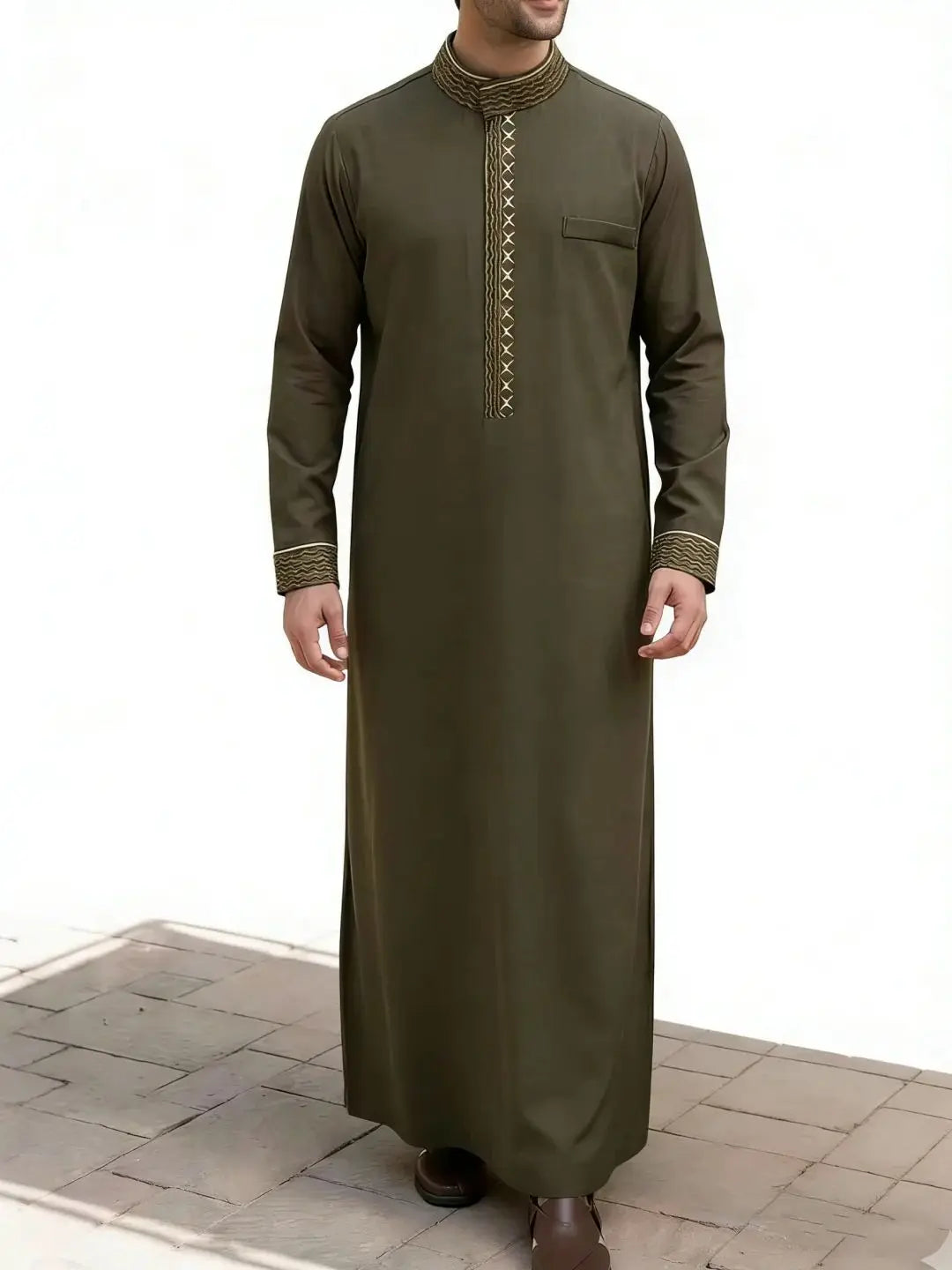 Middle Eastern Arab ethnic robe, Muslim traditional men's robe, casual festival worship, Islamic men's clothing