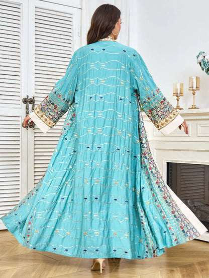 Muslim Two Piece Sets Women Clothing Prom Dresses Fashion Colorful Embroidery Abaya Turkish Kaftan Robe Women Prayer Dress Sets