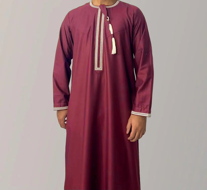 Muslim Men Long Sleeve Pullover Dress Abaya Daffah Jubba Thobe Pakistan Saudi Arab Kaftan Islam Clothing Prayer Robe Afghan