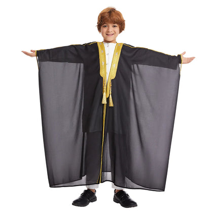 Kids Middle East Arab Robe with Tassel Boys Dubai Style Outfit Southeast Asian Long Shirt Islamic Traditional Ethnic Costume