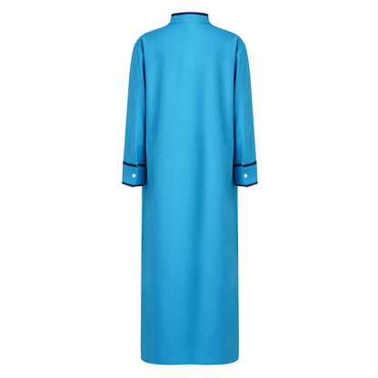 Kids Boys Muslim Thobe Arabic Middle East Loose Kaftan Long Sleeve Stand Collar Pocket Maxi Robe Casual Muslim Child Clothes